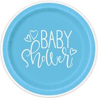 9" Paper Plate - Blue Hearts Baby Shower (8ct) - Unique