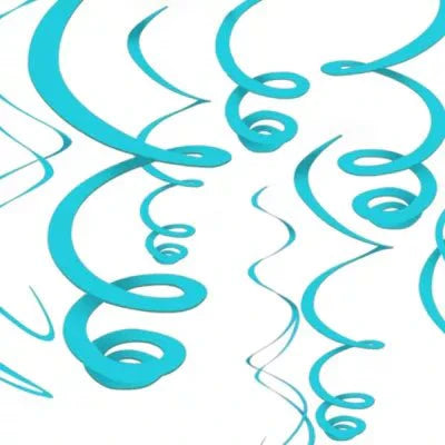 Bright Blue Swirl Decoration 12pc - Amscan