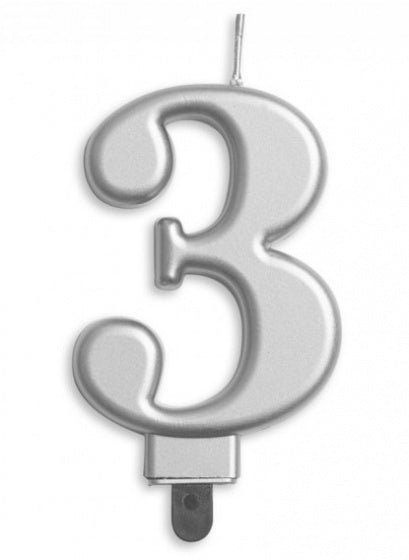 Candle - Silver Number (1ct) - Winner Party