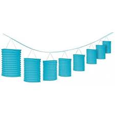 Caribbean Blue Paper Lantern Garland 12ft - Amscan