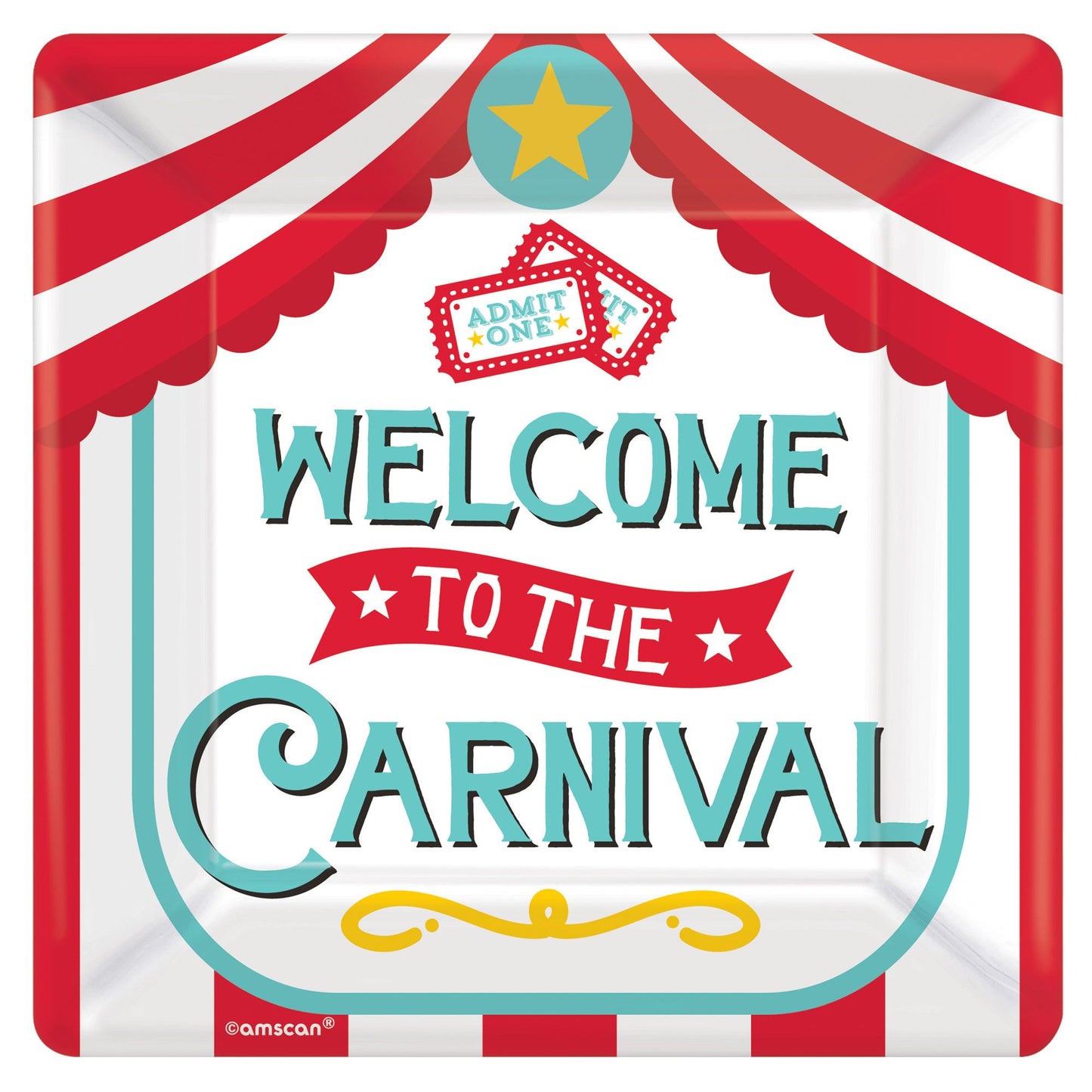 7" Paper Plates - Carnival Square (8ct) - Amscan