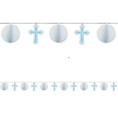 Christening  Blue Honeycomb Garland 12ft - Amscan