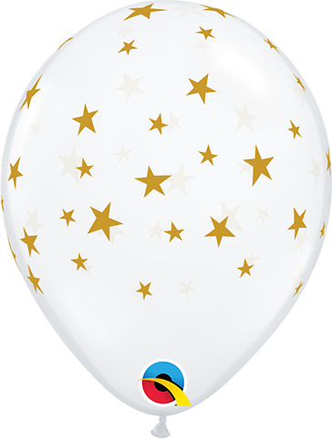Clear with Gold Stars Contempo 5″ Latex Balloons by Qualatex from Instaballoons