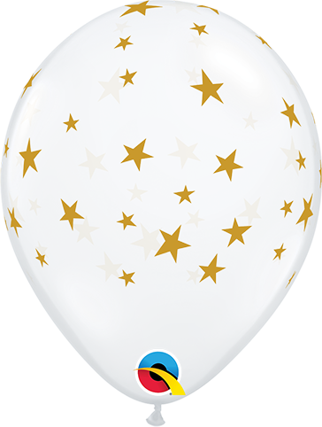 Clear with Gold Stars Contempo 5″ Latex Balloons by Qualatex from Instaballoons