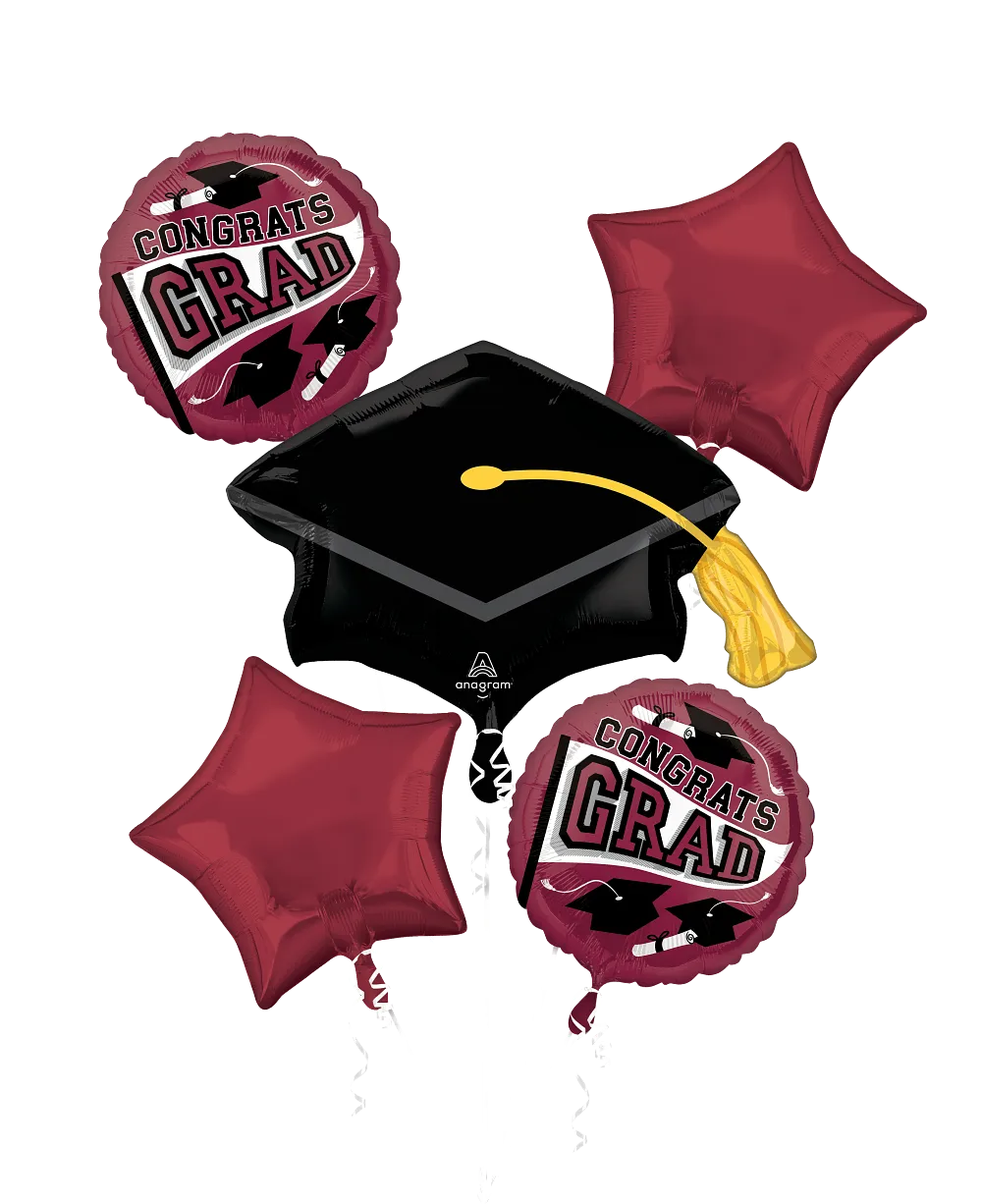 Congrats Grad Burgundy Foil Balloon by Anagram from Instaballoons
