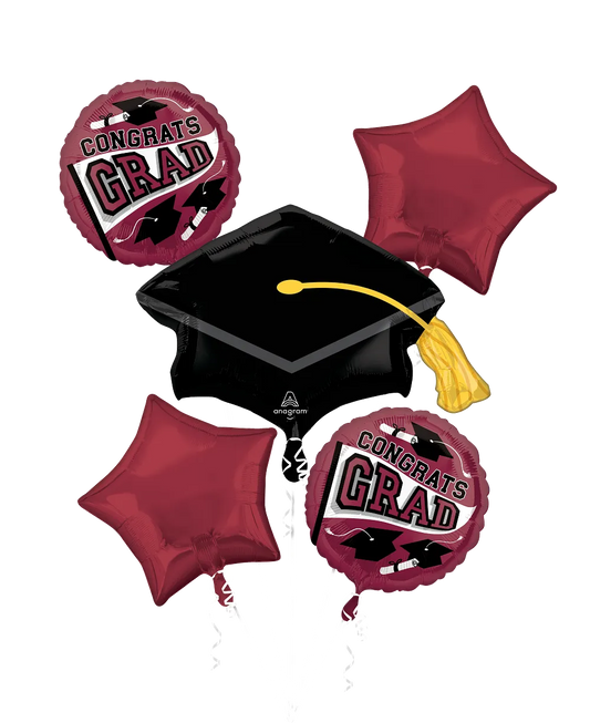 Congrats Grad Burgundy Foil Balloon by Anagram from Instaballoons