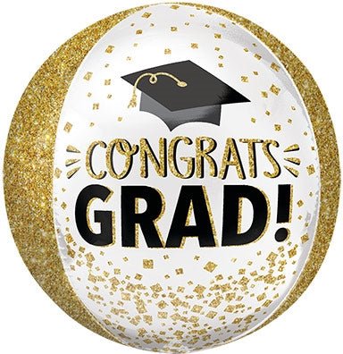 15" Orbz - Congrats Grad Gold Glitter - Anagram