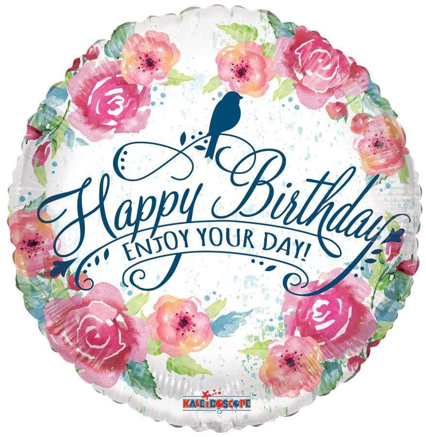 Convergram Mylar & Foil Birthday Watercolored Flowers 18″ Balloon