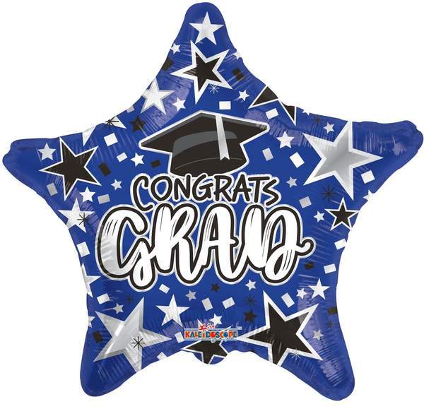 Convergram Mylar & Foil Blue Congrats Grad 18" Graduation Star Balloon