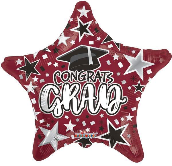 Convergram Mylar & Foil Burgundy Congrats Grad 18" Graduation Star Balloon