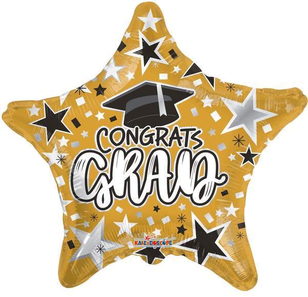 Convergram Mylar & Foil Gold Congrats Grad 18" Graduation Star Balloon