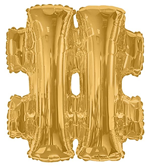 Convergram Mylar & Foil Gold Pound Sign (Hashtag) 34″ Balloon