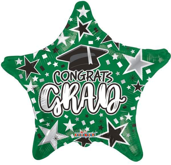Convergram Mylar & Foil Green Congrats Grad 18" Graduation Star Balloon