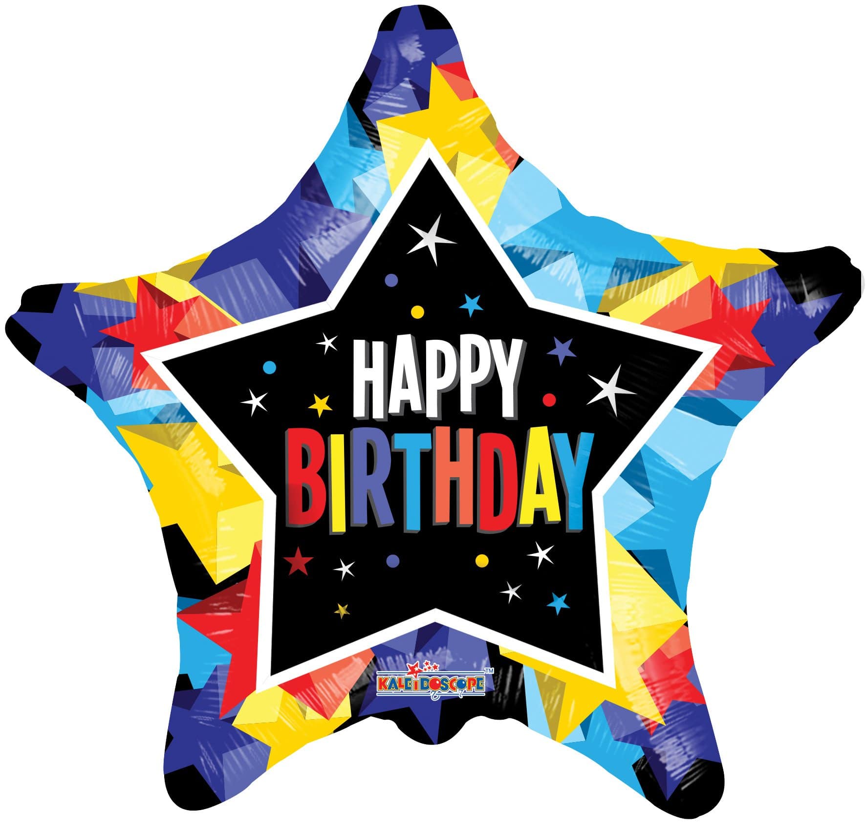 Convergram Mylar & Foil Happy Birthday Bright Colorful Stars 18″ Balloon