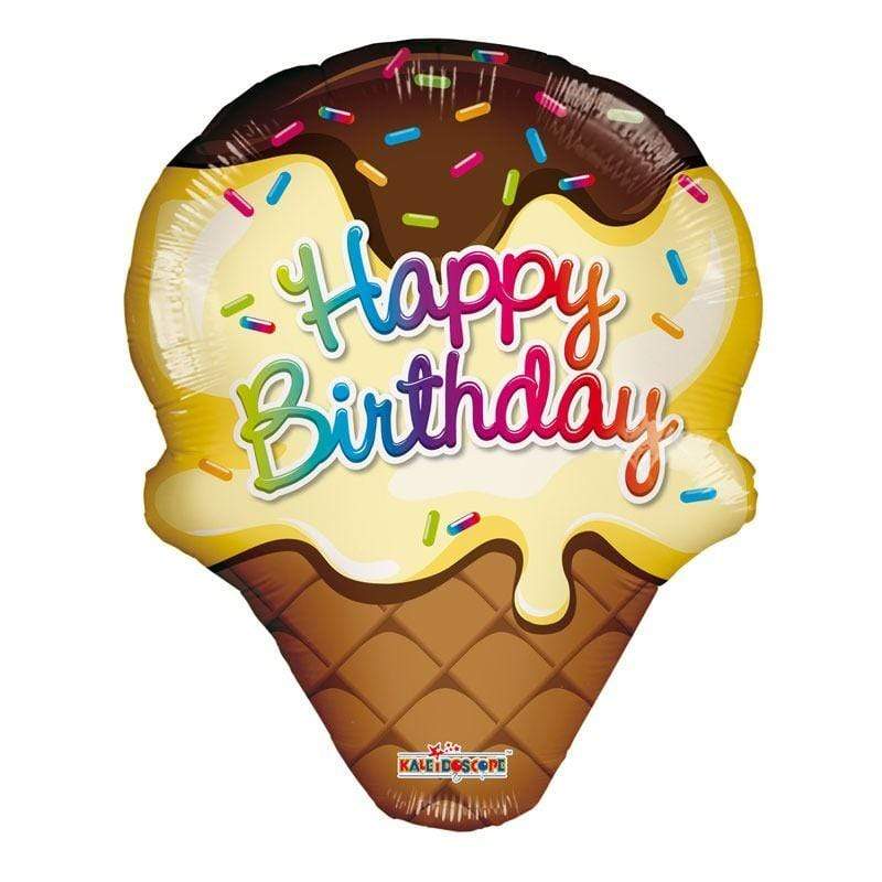 Convergram Mylar & Foil Happy Birthday Ice Cream Cone 28″ Balloon