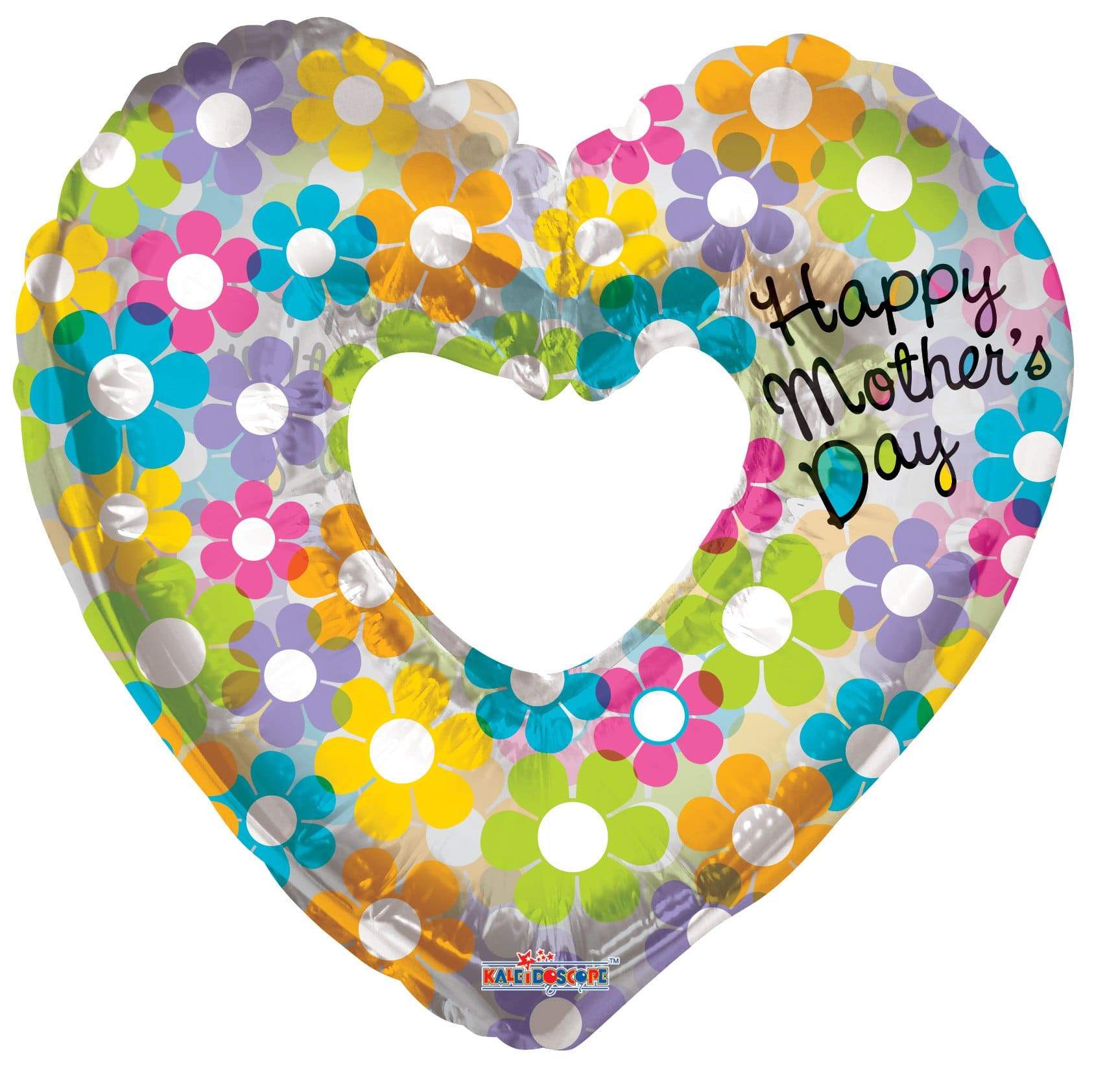 Convergram Mylar & Foil Happy Mother's Day Groovy Flowers Heart 36″ Balloon