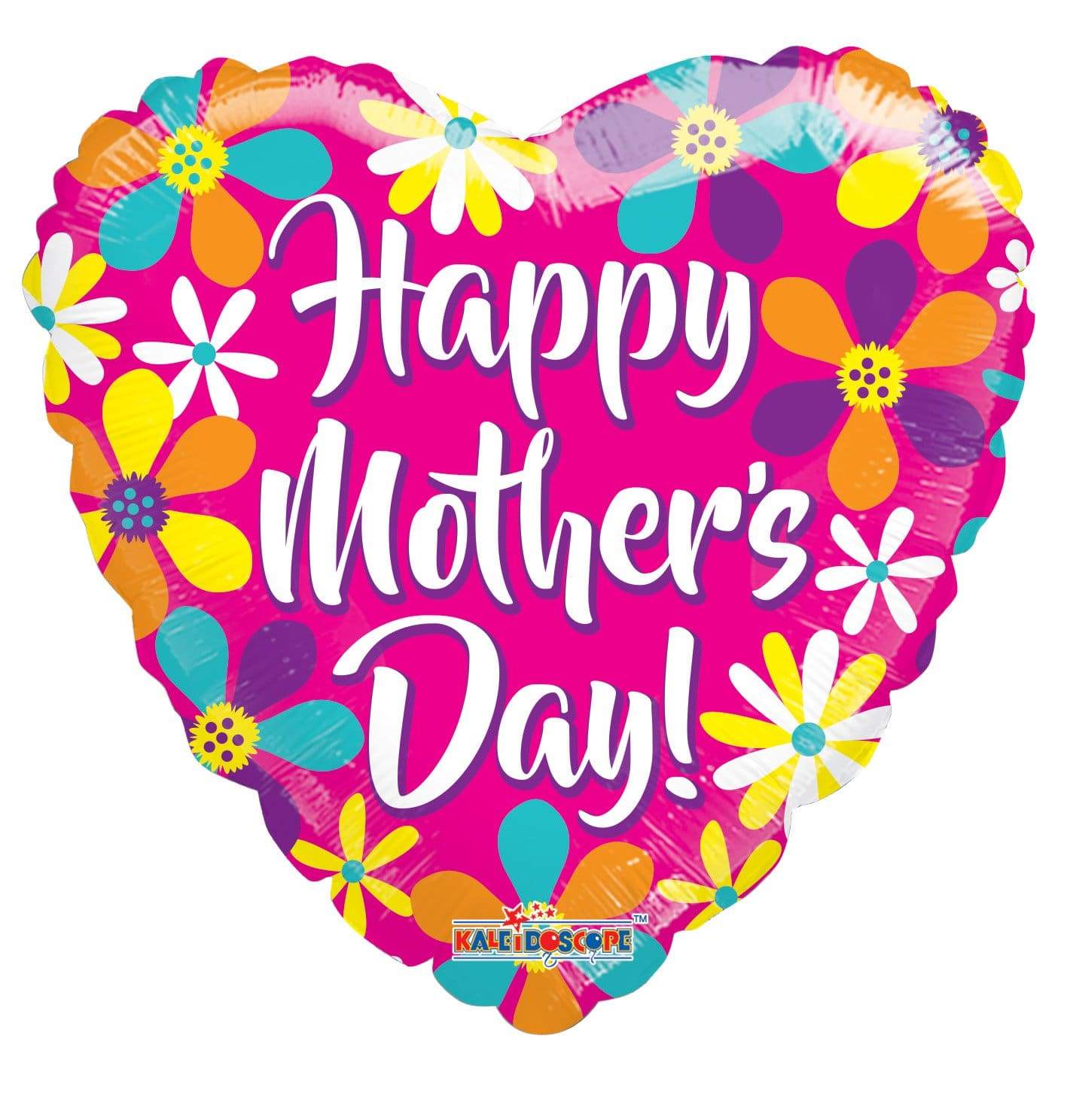 Convergram Mylar & Foil Happy Mother's Day Pink Heart With Flowers 18″ Balloon