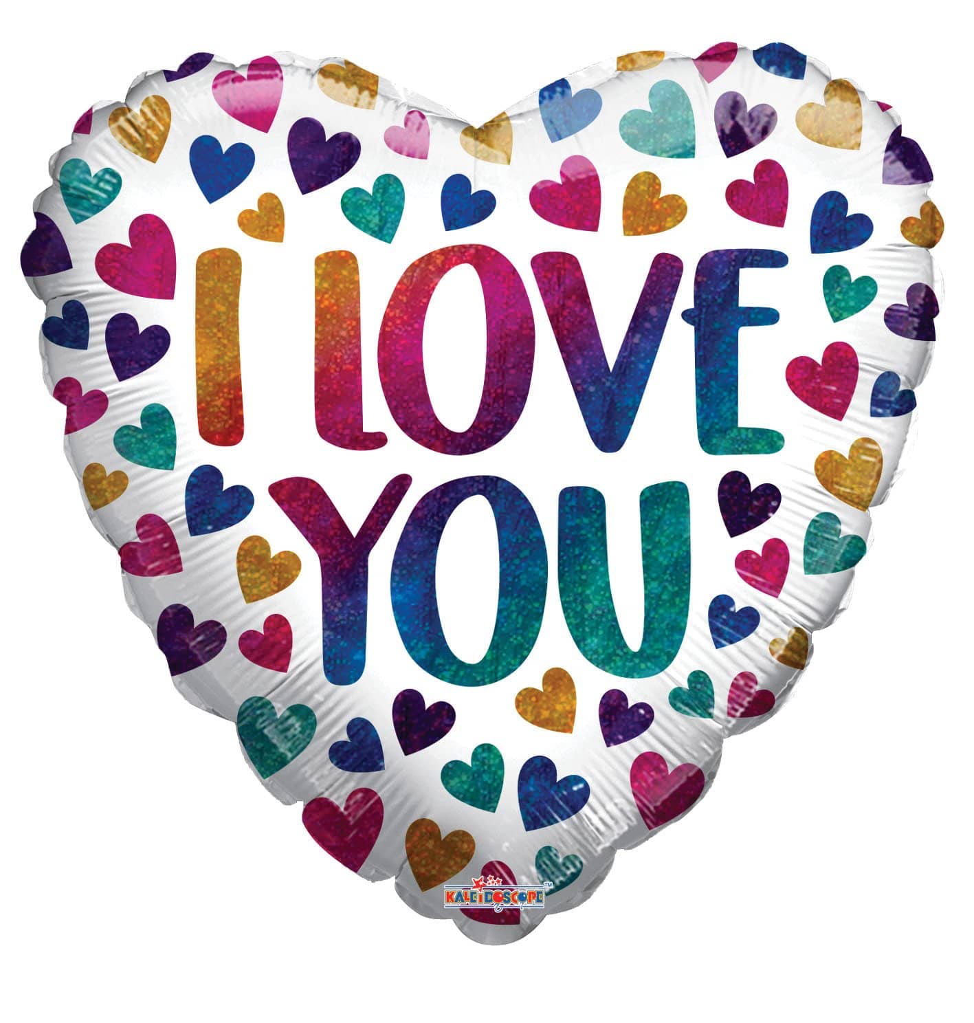 Convergram Mylar & Foil I Love You Rainbow Hearts Holographic 18″ Balloon