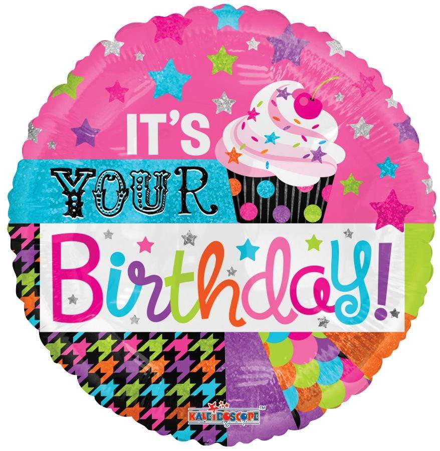 Convergram Mylar & Foil It's Your Birthday! Cupcake 18″ Holographic  Balloon