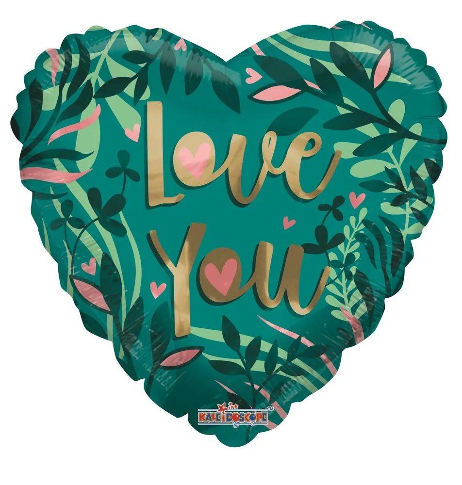 Convergram Mylar & Foil Love You Green Heart 18″ Balloon