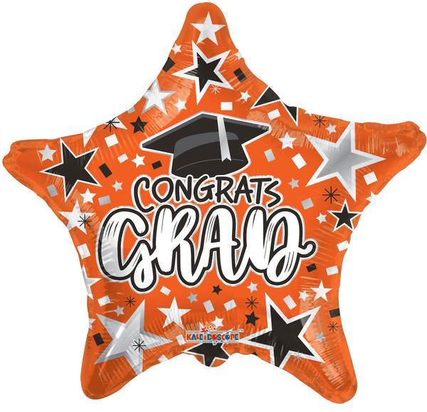 Convergram Mylar & Foil Orange Congrats Grad 18" Graduation Star Balloon