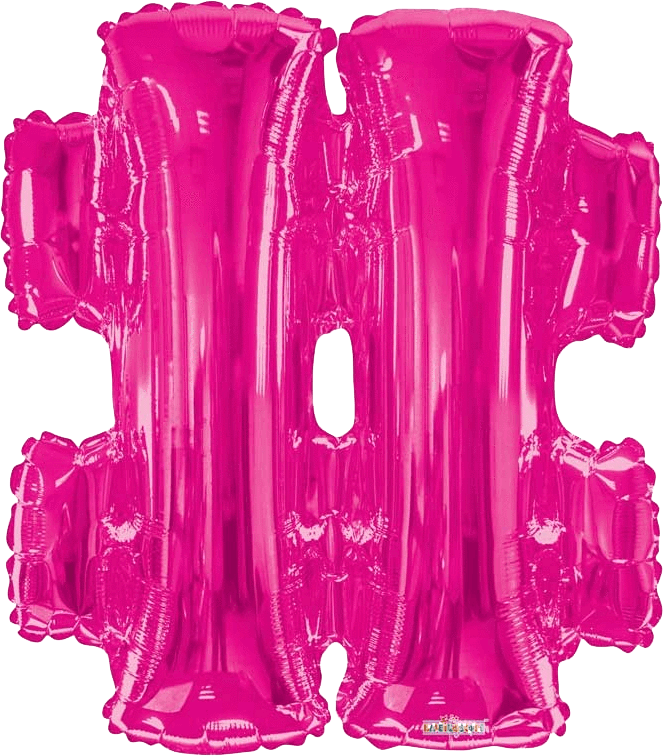 Convergram Mylar & Foil Pink Pound Sign (Hashtag) 34″ Balloon