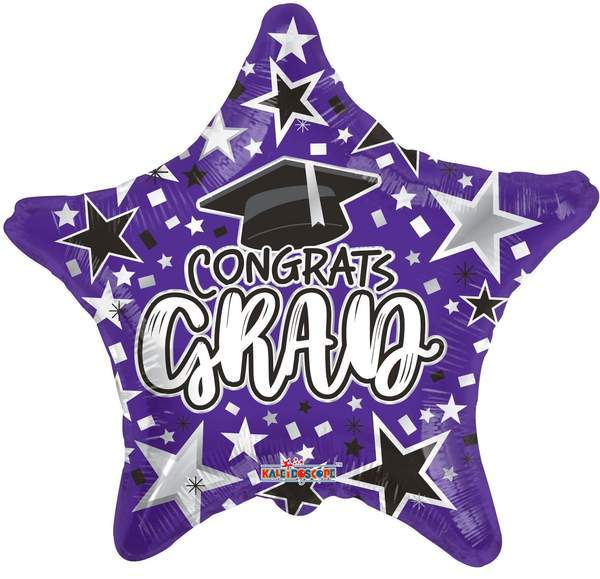Convergram Mylar & Foil Purple Congrats Grad 18" Graduation Star Balloon