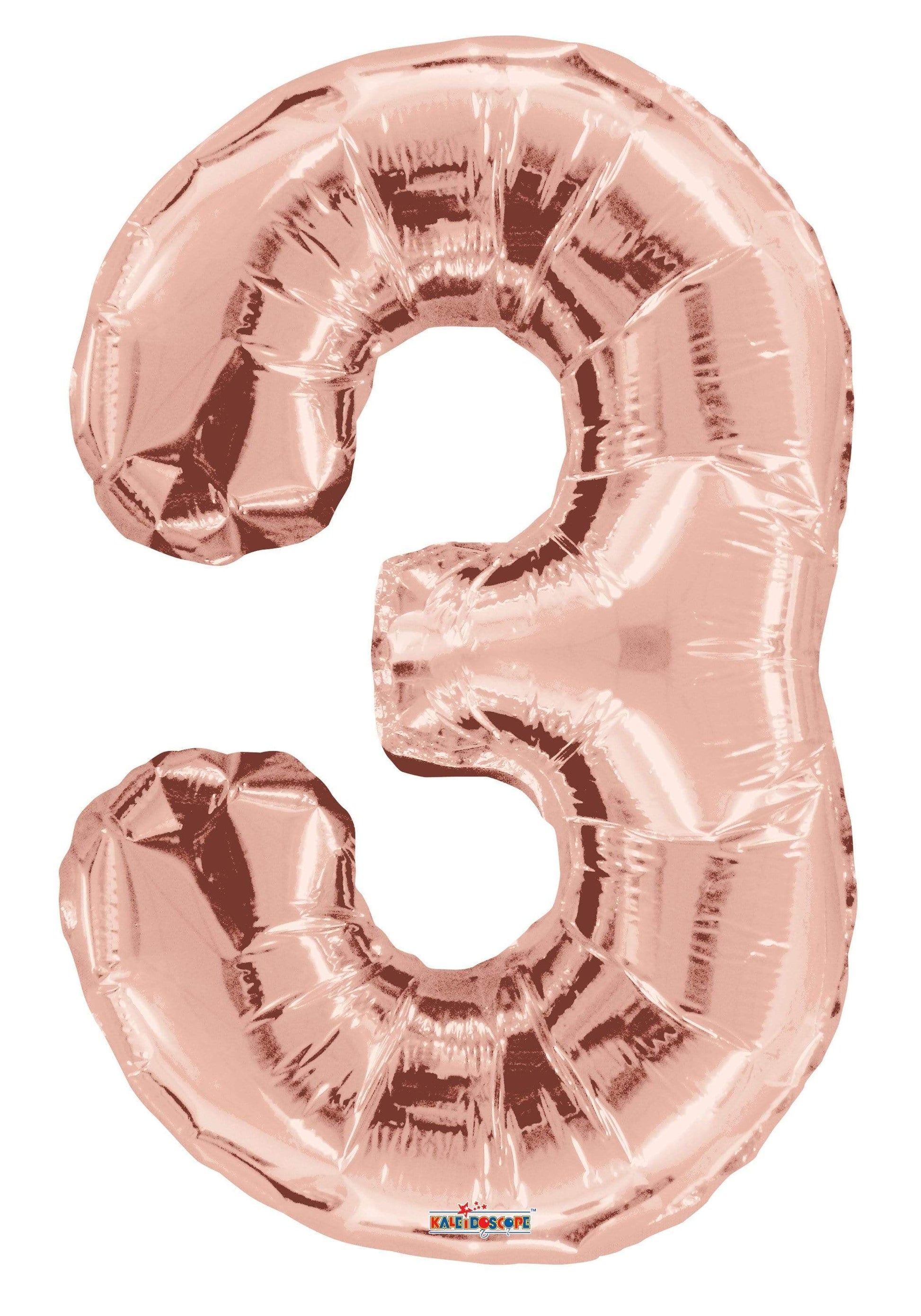 Convergram Mylar & Foil Rose Gold Number 3 Balloon 34"