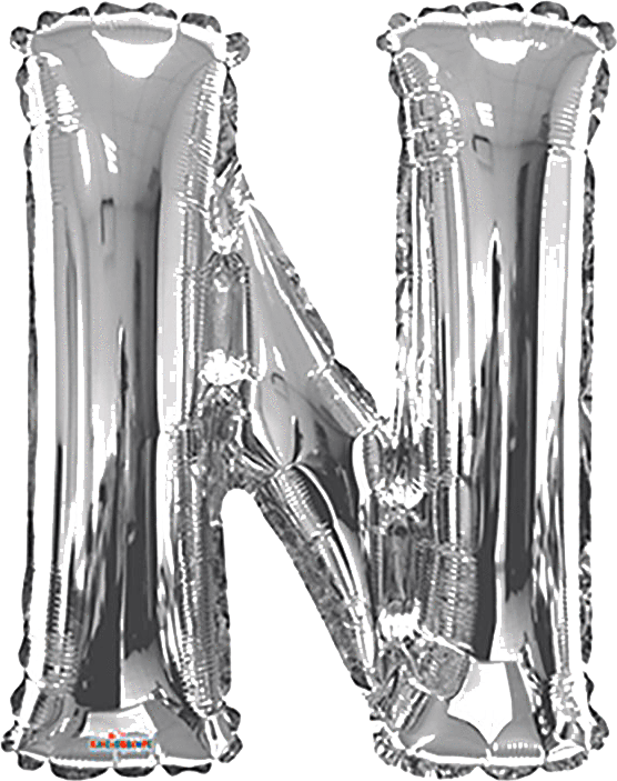 Convergram Mylar & Foil Silver Letter N 34″ Balloon