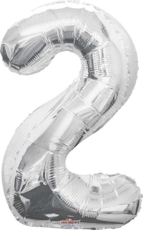 Convergram Mylar & Foil Silver Number 2 (Two) 34" Balloon