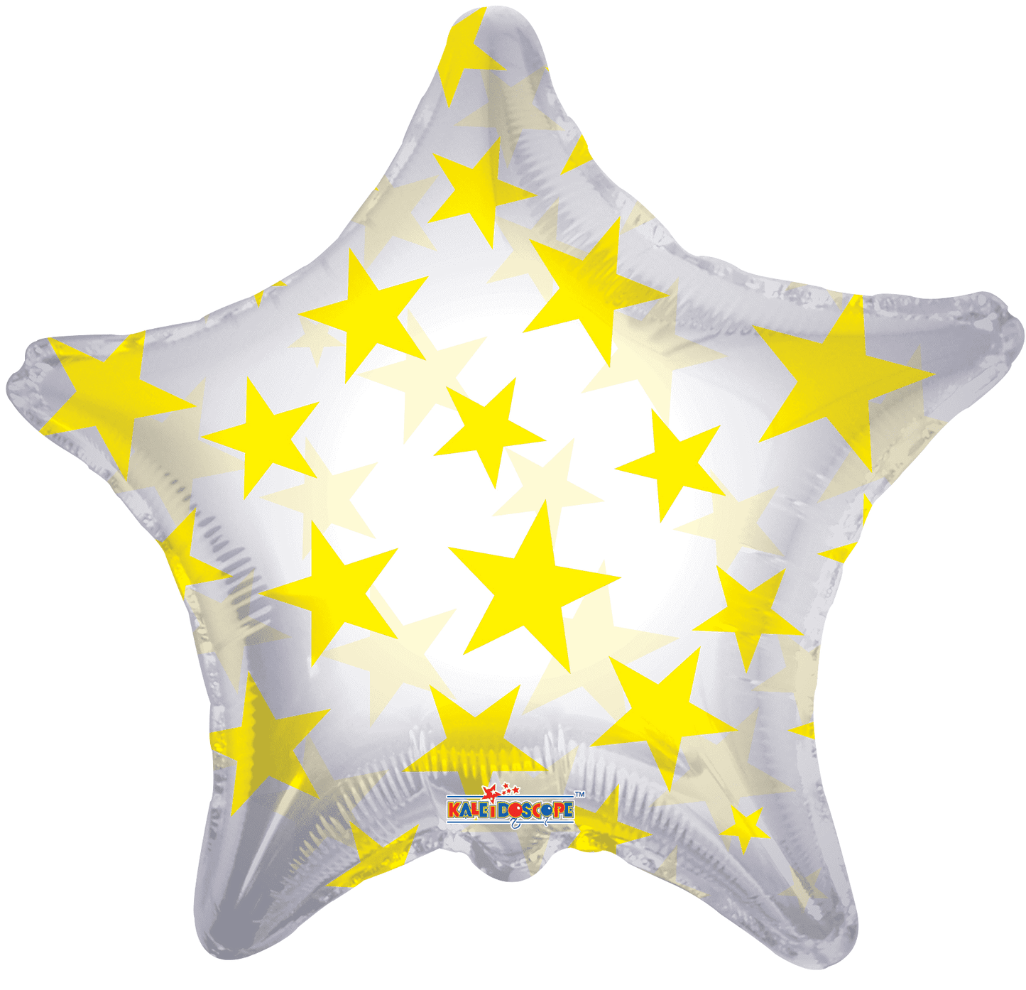 Convergram Mylar & Foil Yellow Clear Star With Colored Star Pattern 22″ Balloon