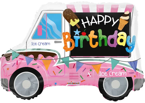 ConverUSA Happy Birthday Pink Ice Cream Truck Balloon 26″ by null from Instaballoons