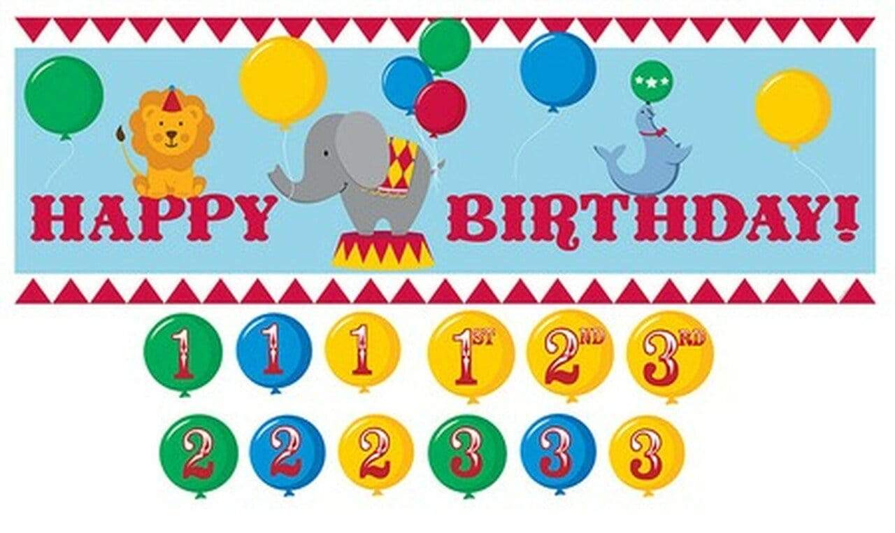 Creative Converting Happy Birthday Circus Time Customizable Banner