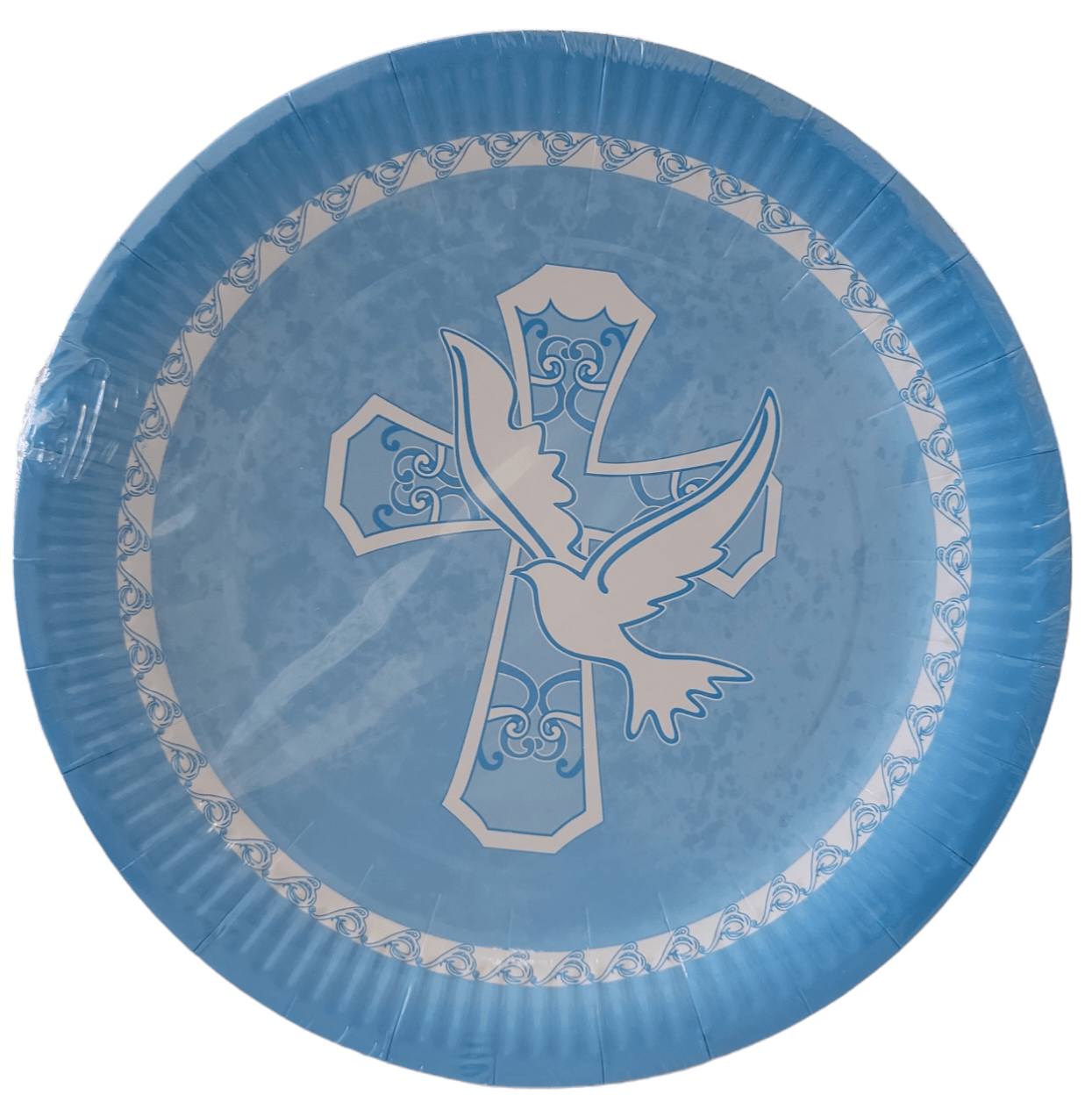9" Paper Plates - Cross Blue (8ct)