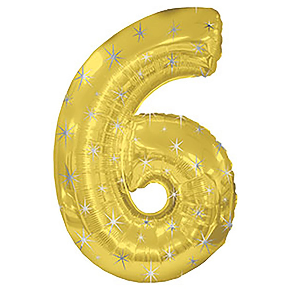 Gold Sparkle Number 6 (Six) 38″ Balloon