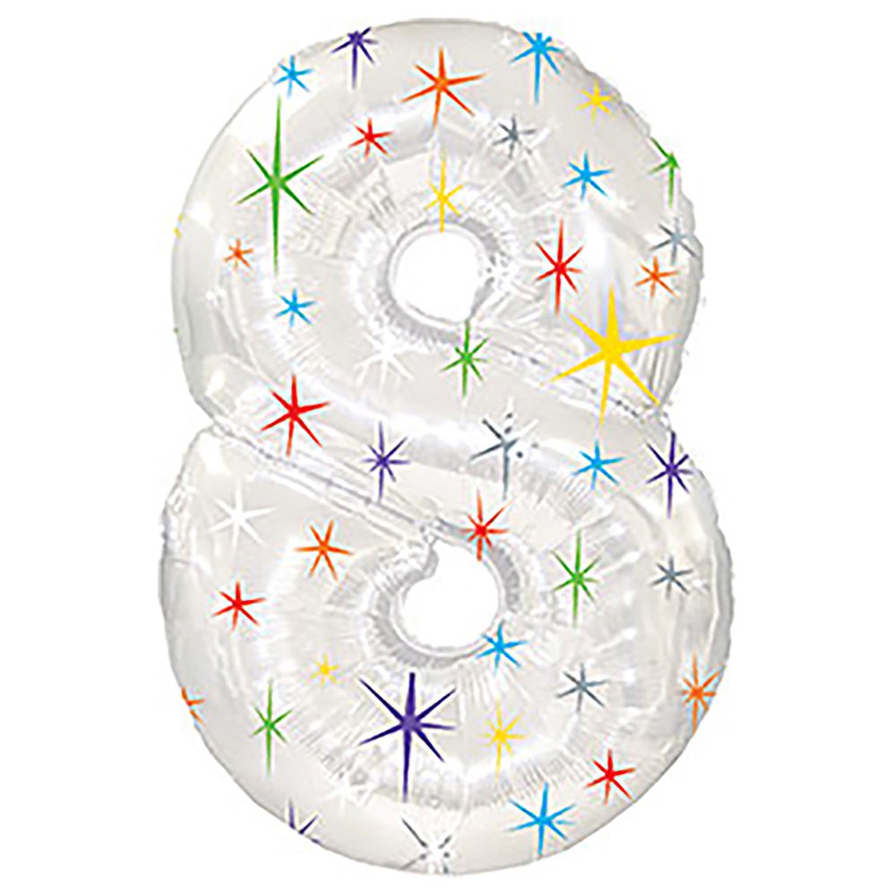 Multi-colored Sparkle Number 8 (Eight) 38″ Balloon