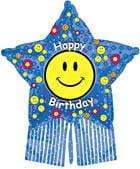 CTI Smiley Birthday Star 38″ Balloon with Streamers