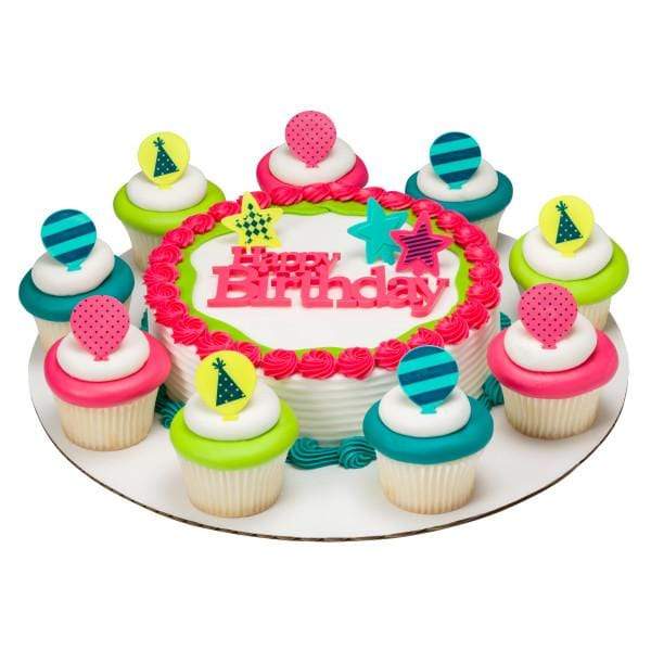 DecoPac Party Supplies Classy Happy Birthday Cake Layons (24 count)