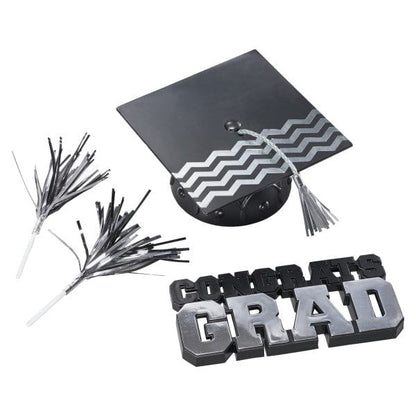 DecoPac Party Supplies Congrats Grad Cap Silver Cake Kit  (4 count)
