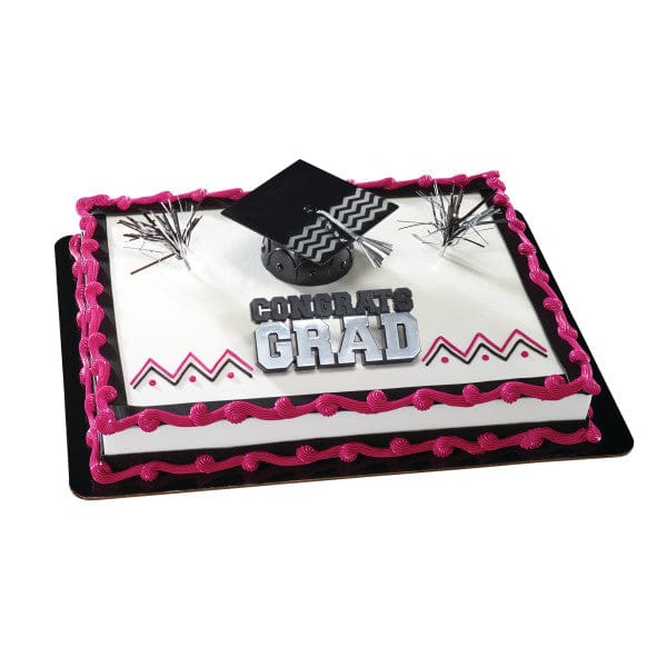 DecoPac Party Supplies Congrats Grad Cap Silver Cake Kit  (4 count)