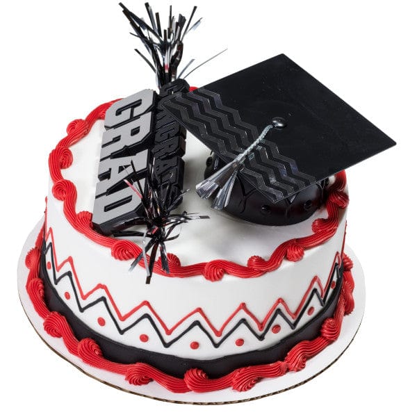 DecoPac Party Supplies Congrats Grad Cap Silver Cake Kit  (4 count)