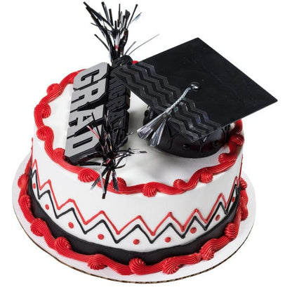 DecoPac Party Supplies Congrats Grad Cap Silver Cake Kit  (4 count)