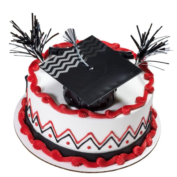 DecoPac Party Supplies Congrats Grad Cap Silver Cake Kit  (4 count)