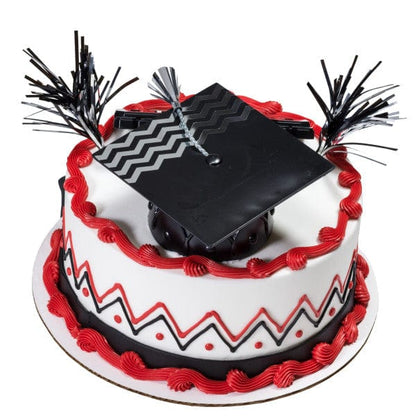 DecoPac Party Supplies Congrats Grad Cap Silver Cake Kit  (4 count)