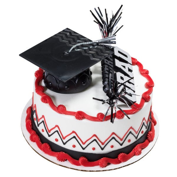 DecoPac Party Supplies Congrats Grad Cap Silver Cake Kit  (4 count)