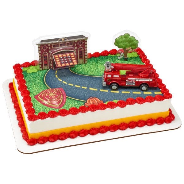 DecoPac Party Supplies Fire Truck & Station Cake Kit