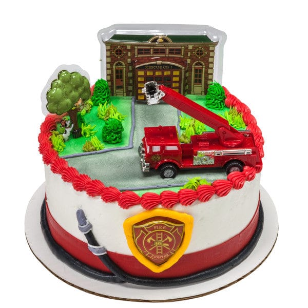DecoPac Party Supplies Fire Truck & Station Cake Kit