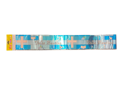 Feliz Bautizo Blue Foil Banner by Betallic from Instaballoons