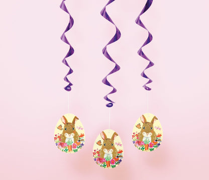 Floral Easter Bunny Hanging Swirl Decorations by Unique from Instaballoons