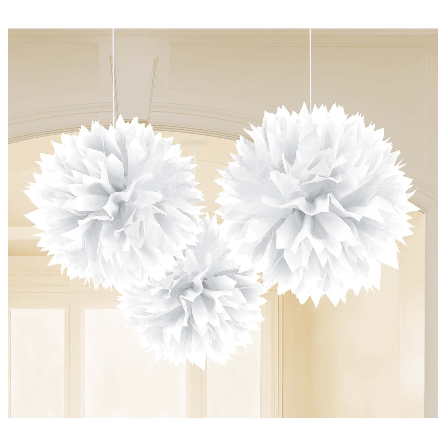 Fluffy Decorations - White (3ct) - Amscan